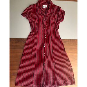 Vintage red and black striped midi dress